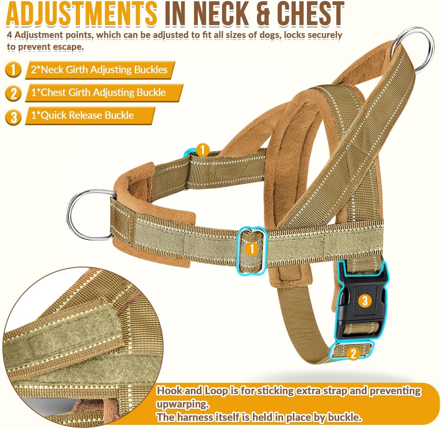 SlowTon No Pull Dog Harness and Leash Set - Heavy Duty, Soft Padded